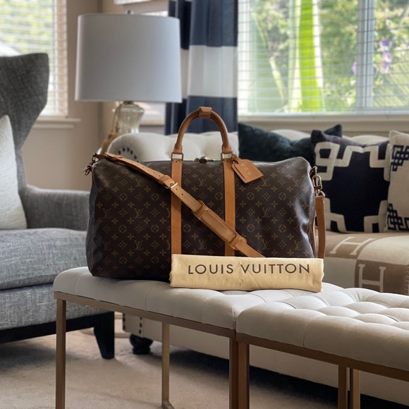 Louis Vuitton Damier Ebene Keepall Bandouliere 55 Duffle Bag (SHF